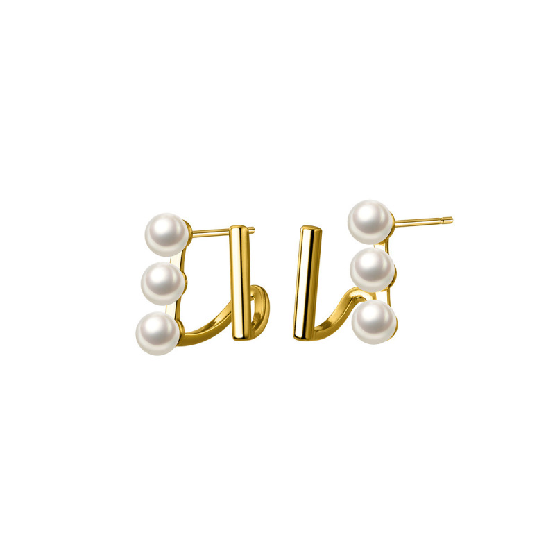 納蘭s925銀合成真珠一字二重ピアス甘い個性気質女性イヤリングアクセサリーm02309|undefined