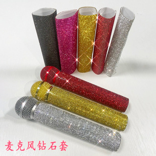 Universal Wireless Microphone Diamond Cover Stage Performance Singer Host Rhinestone Protective Cover Bar Microphone Diamond Cover