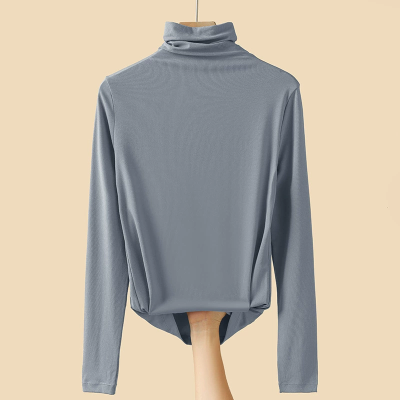 Fitted Long-Sleeve High-Collar Top, Thin Autumn Base Layer, Body-Friendly Fit