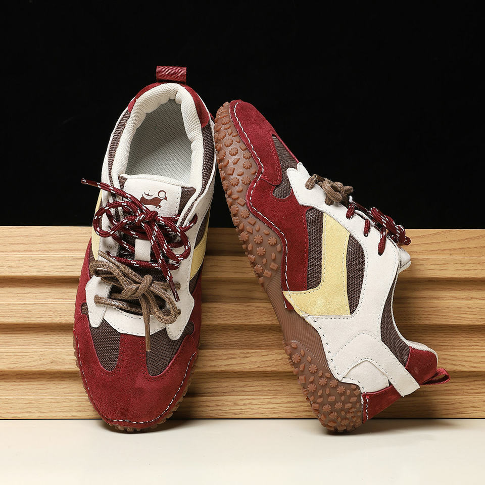 Giày thể thao unisex cỡ lớn da thật mũi tròn, giày sneaker dã ngoại thường ngày — 6885 màu cát, 6885 màu nâu, 6885 màu đỏ rượu, 6886 màu cát chi tiết 12