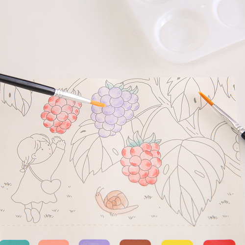Watercolor paint palette tools for children's painting and doodling, watercolor palette, watercolor brushes, colored doodle DIY painting