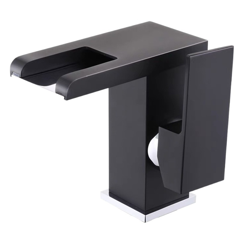 Suministro directo de fábrica LED cascada grifo luminoso cambio de color cuadrado lavabo baño gabinete grifo suministro transfronterizo