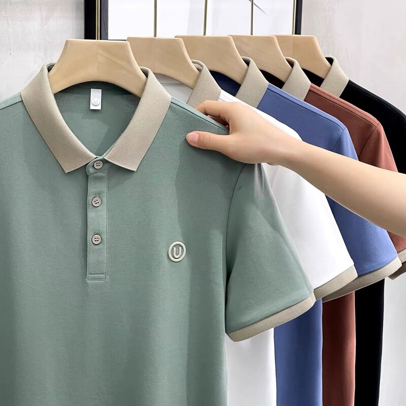 2024 Summer Accessible Luxury Classy Embroidered Polo Shirt Collar British Men's Slim Short-Sleeved Contrast Lapel T-Shirt 2024 Summer Accessible Luxury Classy Embroidered Polo Shirt Collar British Men's Slim Short-Sleeved Contrast Lapel T-Shirt
