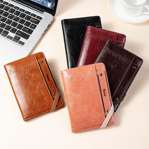 【Bestselling Shop】RFID New Anti-Theft Passport and Flight Ticket Multi-Function Protection Case Retro Zipper Document Wholesale