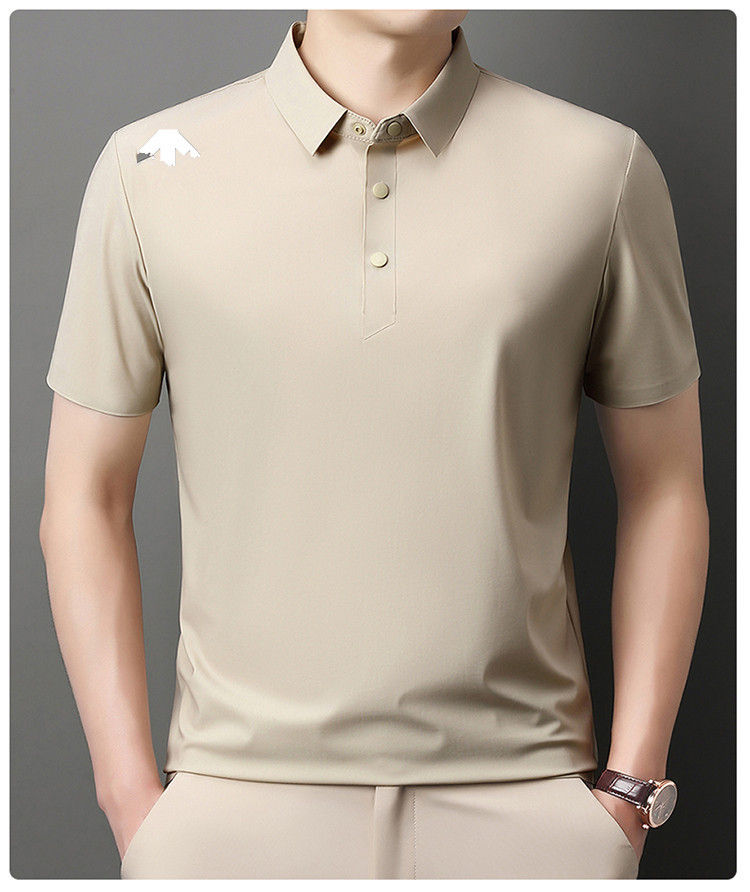 Áo polo nam tay ngắn cổ bẻ ẩn nút, chất liệu ice silk thấm hút nhanh khô — đen chi tiết 11