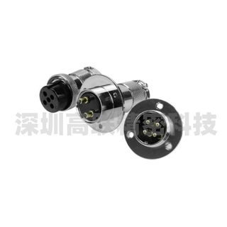 航空插头25M三眼法兰插座开孔尺寸25mm圆形连接器GX25-4芯6针8孔