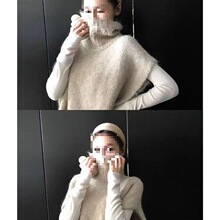 法式堆堆领针织毛线马甲女秋季新款外穿软糯慵懒风高领叠穿上衣