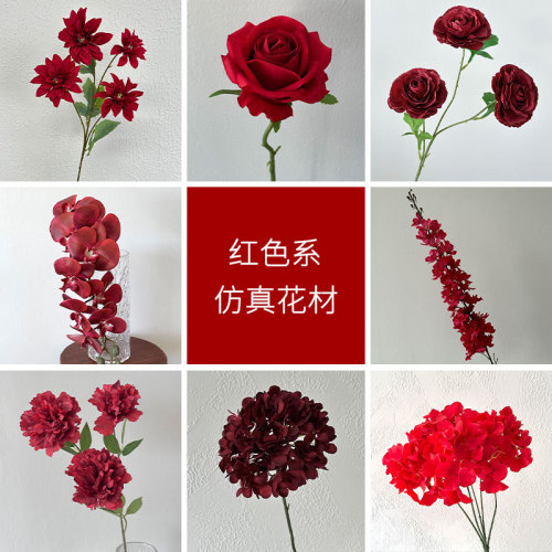 Red color wedding arrangement artificial flower materials hotel wedding hall decoration flowers rose ball artificial flowers wholesale
