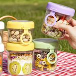 燕麦杯透明带盖勺双层奶昔水果早餐杯牛奶杯学生上班族便携汤壶