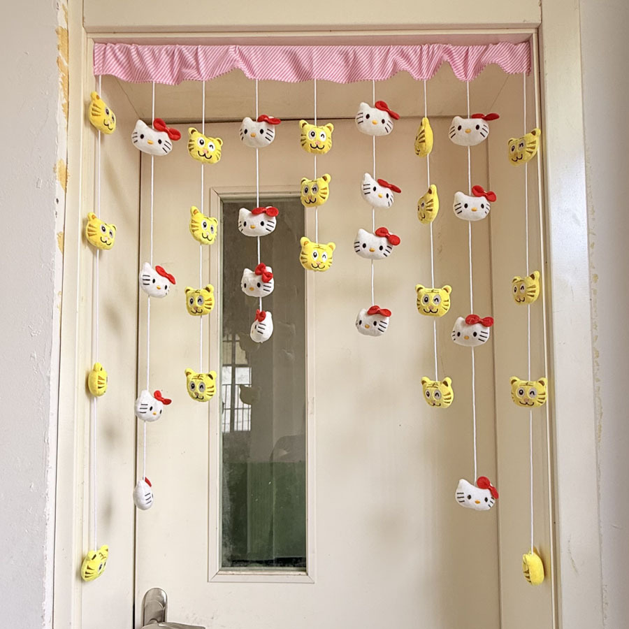 Butterfly Flying Art Door Curtain Nordic Cartoon Family Member Partition Curtain Kitchen Toilet Curtain Half Curtain Blocking Curtain