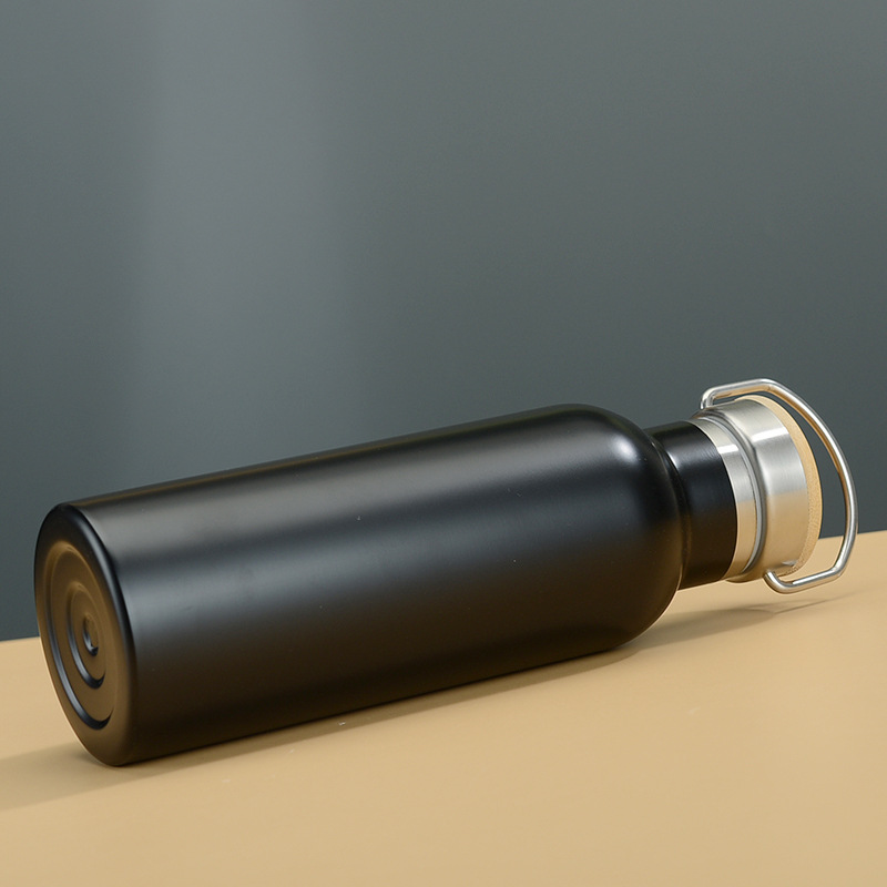 Große Öffnung Sportflasche Mode mit Tragering Doppelschicht Wasserflasche 304 Edelstahl Thermosbecher_voghion.com