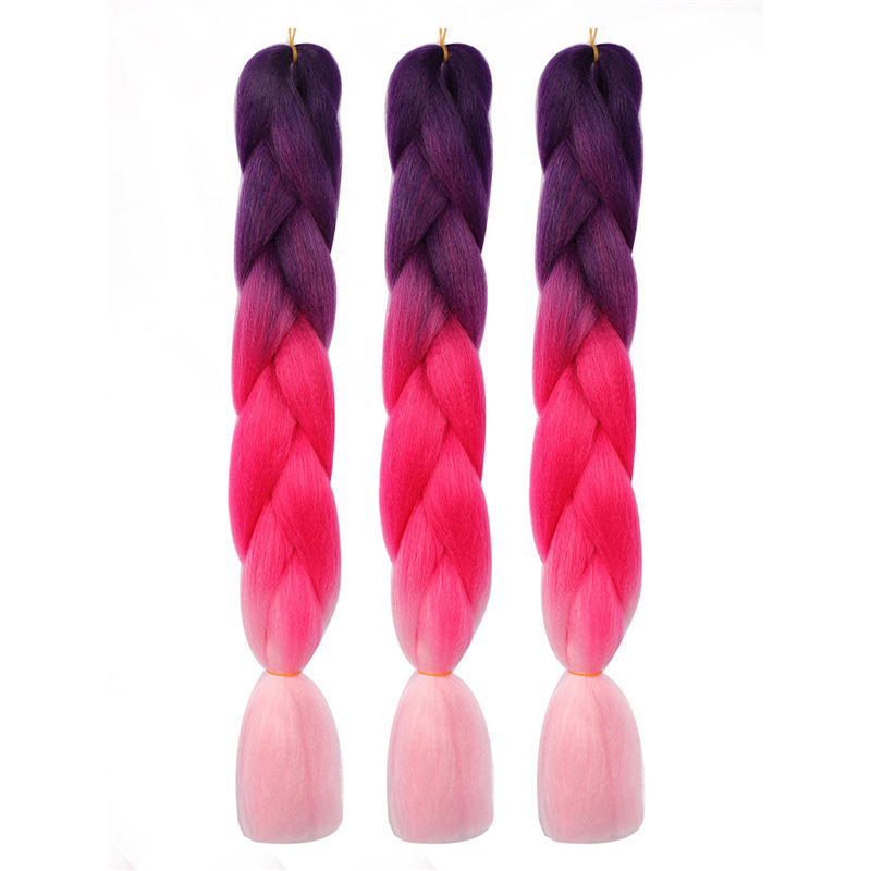Gran trenza color peluca africana jumbo braid hair gradiente de fibra química trenza de seda de alta temperatura sucia