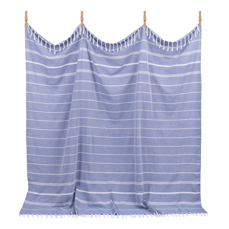 Large Size 200*200cm Striped Turkish Beach Towel with Tassels, Soft and Absorbent Bath Towel, Ultra-Soft