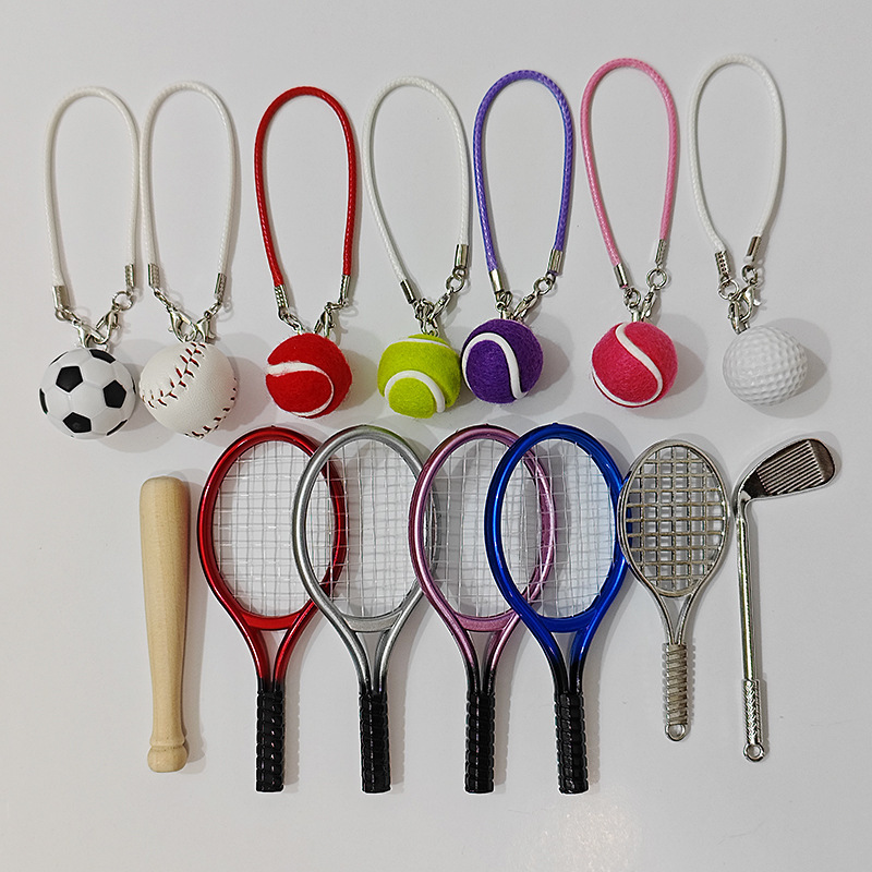Creative tennis pendant DIY keychain accessory, spring ring, cute pendant gift, exclusive cross-border small commodity