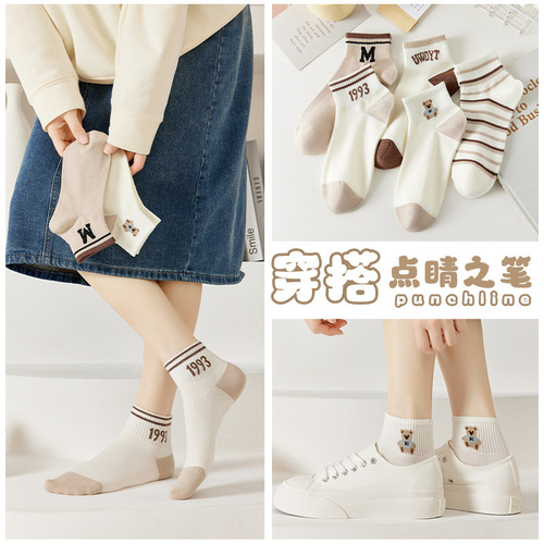 Women's Summer Thin Slip-On Socks, INSPopular Style, Versatile and Cute, Student Edition, Low Top, Short Length, Korean Style