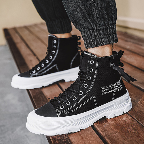 Canvas Shoes for Men 2025 Autumn Fashion High-top Platform Shoes Trendy and Versatile High-top Autumn Casual Shoes Fashion Shoes