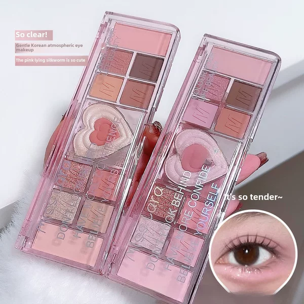 Misslara Makeup 12-Color Heart-Shaped Eyeshadow Palette with Pearlescent Matte Fine Shimmer and Low-Saturation Glitter Eyeshadow