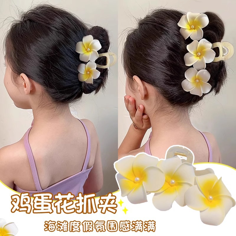 Huevo francés flores agarrar clips mujeres sensación de tiburón clips cabello pequeño clips cabello de flores de alta calidad clips cabello tocado