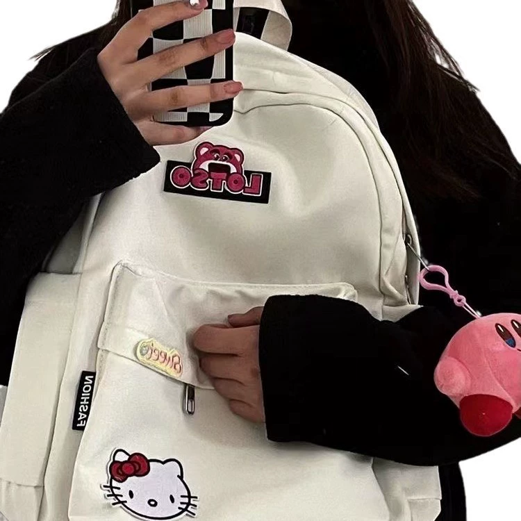 Китти из Hello Kitty, японская школьная юбка, вместительный школьный ранец, симпатичный рюкзак, клубника, японский и корейский стиль