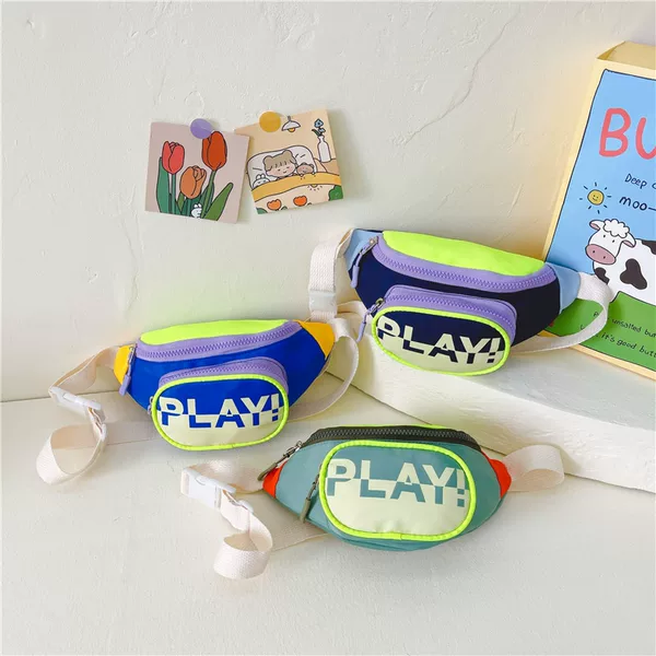 New children's waist bag boys and girls coin purse fashion contrast color messenger bag simple personalized accessories small bag wholesale