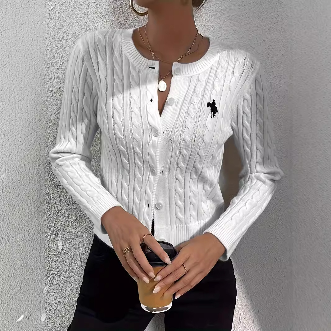 Oversized Button-Up Cardigan – Chunky Cable-Knit Open Front Sweater In Soft Polyester, Lightweight & Breathable For Fall Layering (White, S-XL)_voghion.com