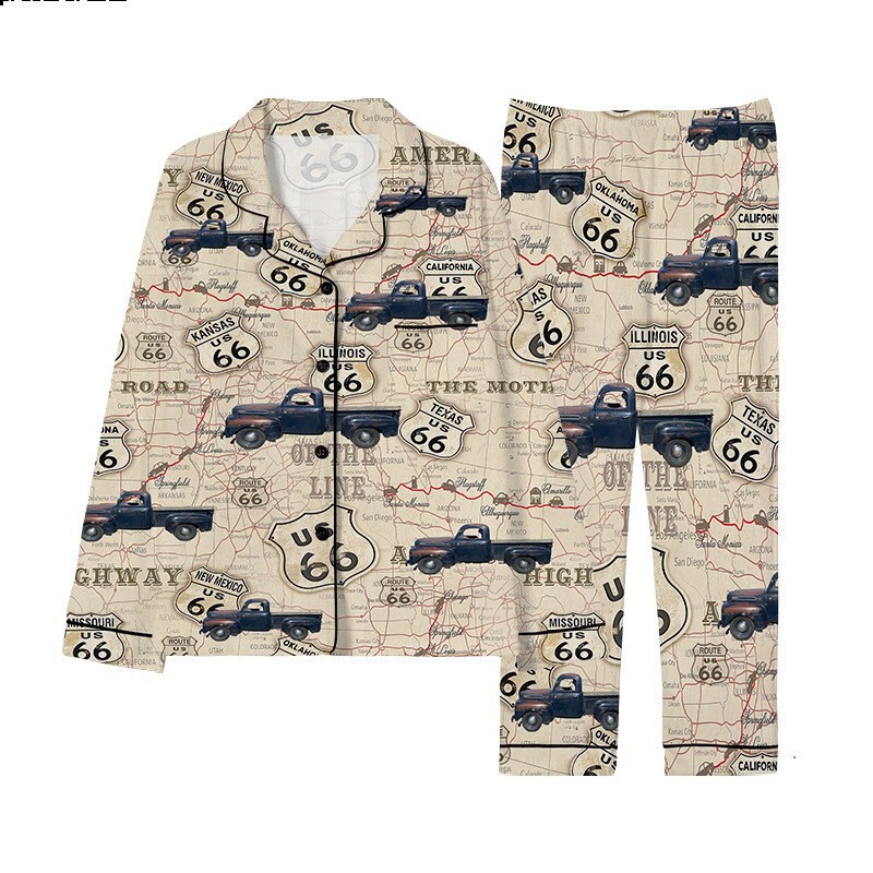 Cross-border New Cardigan Pajamas suit 3D Number Cartoon Car Cute Cat Printed Personalized Casual suit POD