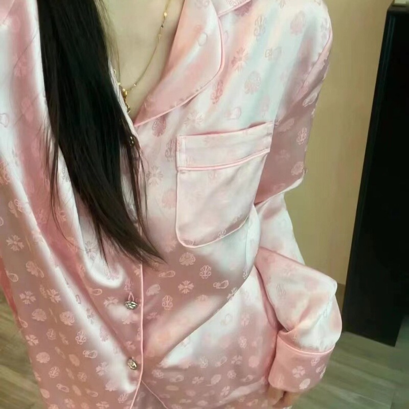 Crostar Ice Silk Pajamas Spring and Autumn Long Sleeve Customizable Summer Satin High-end Home Clothes suit Women's High-end Sense Crostar Ice Silk Pajamas Spring and Autumn Long Sleeve Customizable Summer Satin High-end Home Clothes suit Women's High-end Sense