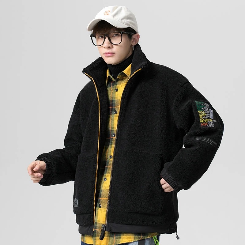 2020 invierno nueva tendencia juvenil versátil chaqueta de moda para hombres delgada chaqueta de cordero cálida