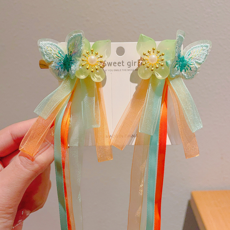 Clip de cabello de estilo nacional para niños 2025 nuevo estilo antiguo pince de cabello broche pince de cabello de niña Hanfu tocado de niña flores de cabeza