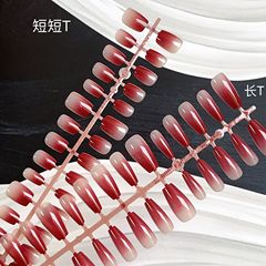 美甲紅顏純色甲片亮面小紅書穿戴甲i預製甲顯白假指甲片批發