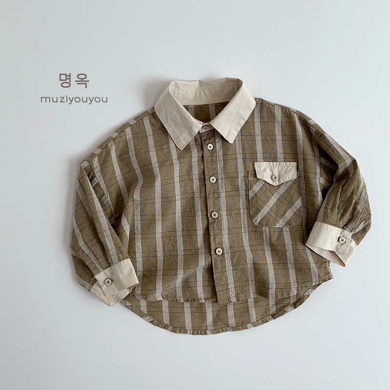 Camisas de cuello delgado para niños primavera y verano japonés y coreanos chaqueta de manga larga para bebés 2025 nueva ropa infantil al por mayor