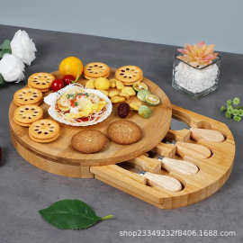 竹制芝士板套装披萨板面包点心西餐盘菜板圆形砧板奶酪板