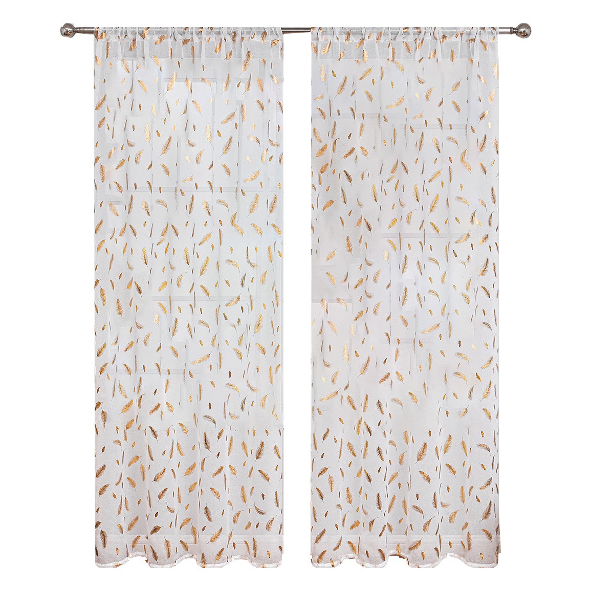 2024 nueva cortina de plumas pequeñas de oro transfronterizo para todos los beneficios a prueba de sol Amazon cortina terminada