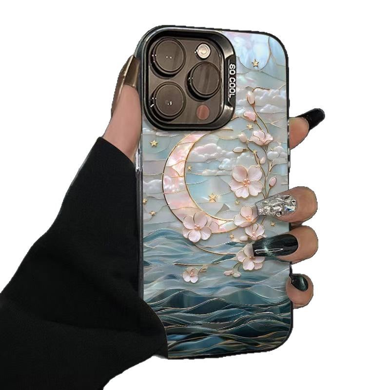 Nueva rama de flor de luna para iPhone 16 funda para teléfono móvil Apple 15promax/14 personalidad 13pro12 Japón y Corea