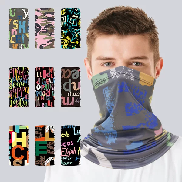 Cross-Border Sports Sun Protection Cycling Mask for Men and Women, Thin Ice Silk Magic Headscarf, Quick-Drying, Versatile Printed Sunshade Scarf