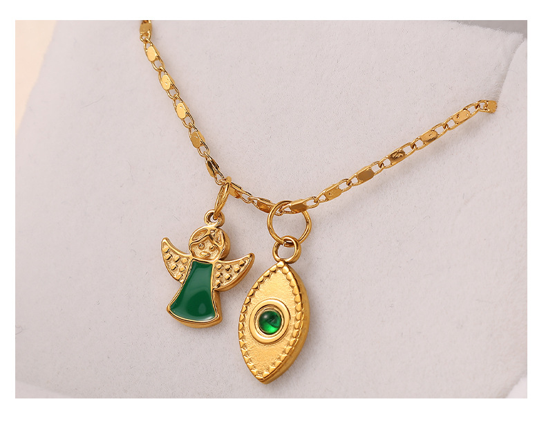 0.03µm-0.05µm Gold Plating Thickness 1 Piece 304 Stainless Steel PVD Coated Real Gold Plated Devil's Eye Hand Of Fatima Polished Pendant