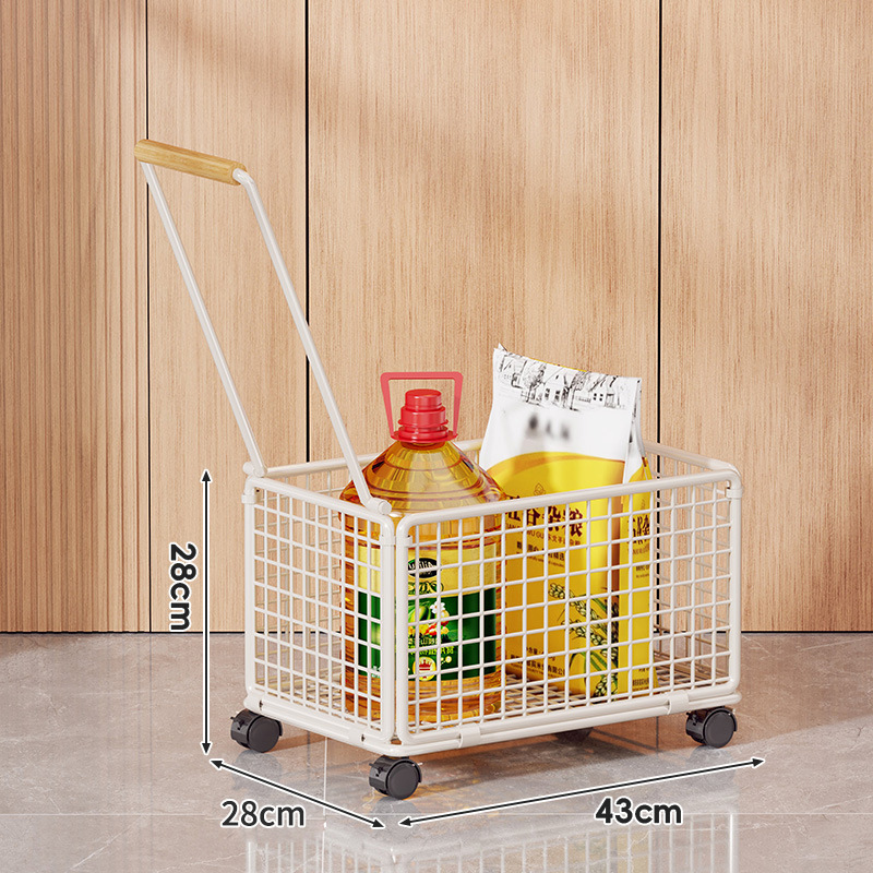 Carrito de Compras Portátil de Hierro y Madera, Móvil, para Comprar Verduras