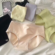 原创纯色简约可爱卡通女士内裤舒适透气内裤纯棉裆包臀女士三角裤