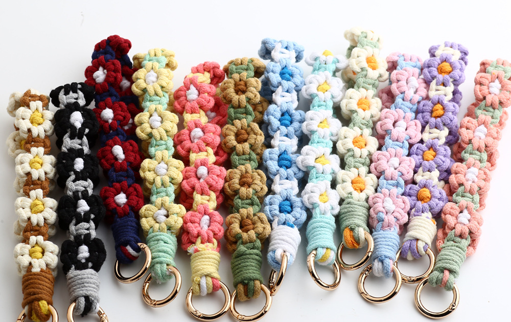 30g Weight Bag Pendant, Keychain Classification 1 Piece Quantity Daily Occasion Cotton Material Flower Pattern Knitting Design Cute Style 1 Piece Cute Flower Cotton Knitting Bag Pendant Keychain 16