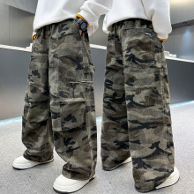 批发男童迷彩裤春秋季长裤中大儿童宽松休闲阔腿裤韩范潮流工装裤