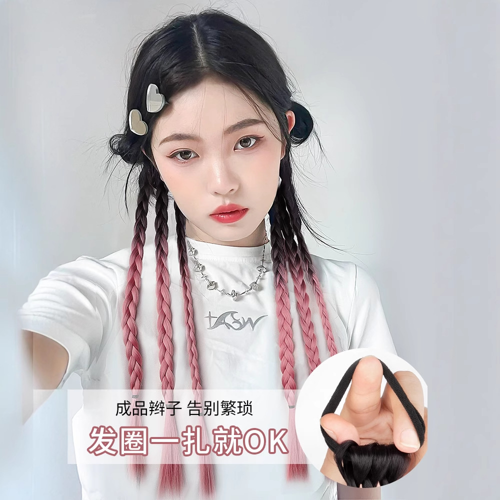 Peluca Koni con trenza bóxer y cola de caballo - Cabello degradado de moda para mujer