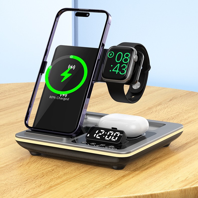 Cross-border five-in-one wireless charger mobile phone holder for Apple Watch mobile phone headset fast charge 15W