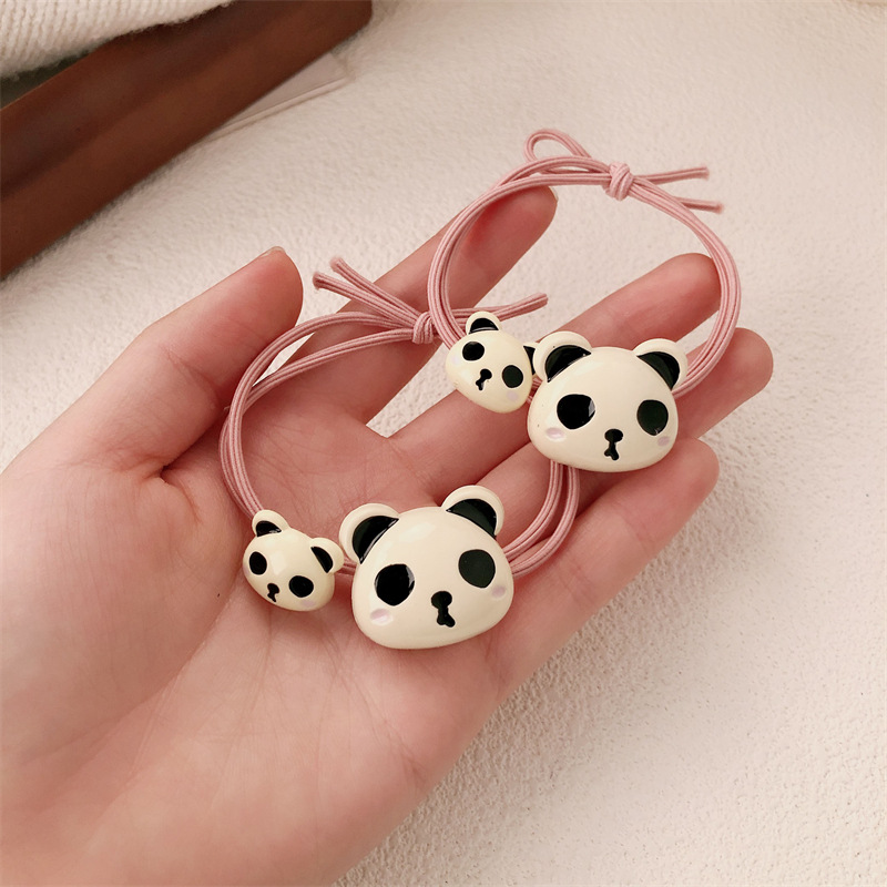 Bonito panda anillo de cabello red temperamento de la niña cuerda de cabello de cola de cabello de goma de alta elasticidad