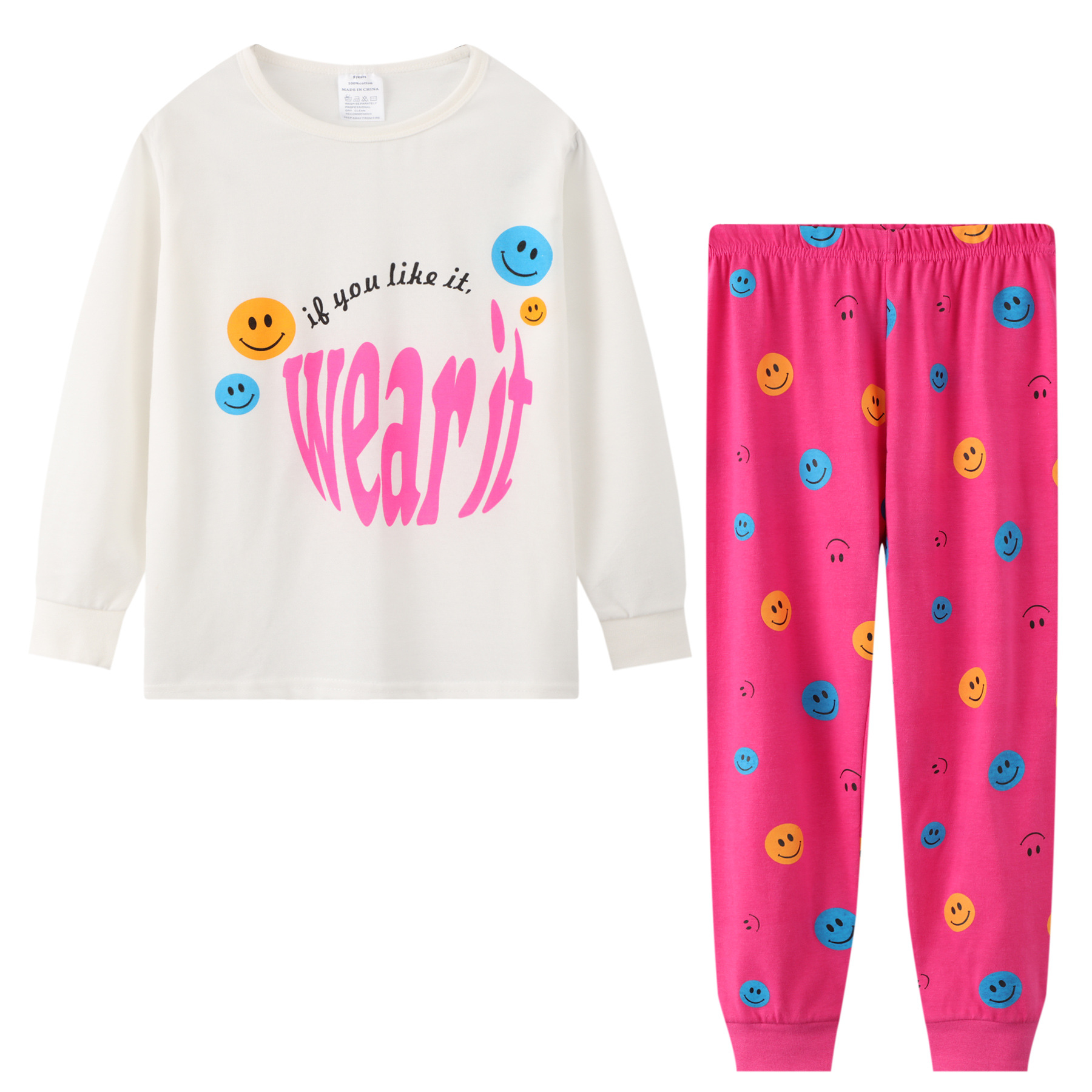 Pijamas para niños de dos piezas de estilo europeo y americano cuello redondo manga larga dibujos animados impreso ropa de aire acondicionado comercio exterior al por mayor ropa para niños grandes