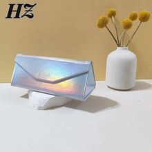 折叠便携近视眼镜盒子男女学生韩版简约手工pu防压三角眼镜盒潮流