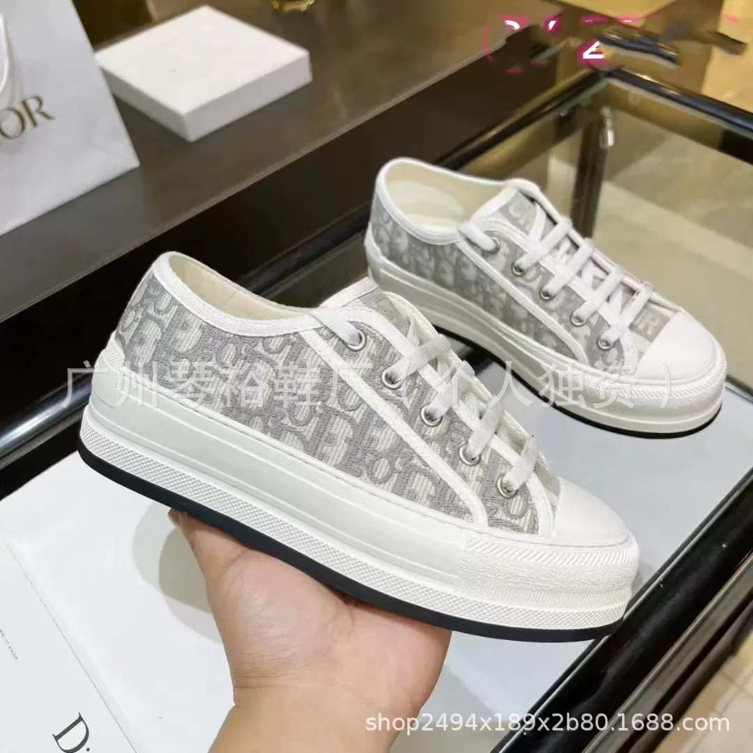 底家刺绣帆布鞋经典厚底增高休闲板鞋25新款情侣小白鞋跨境厂直销