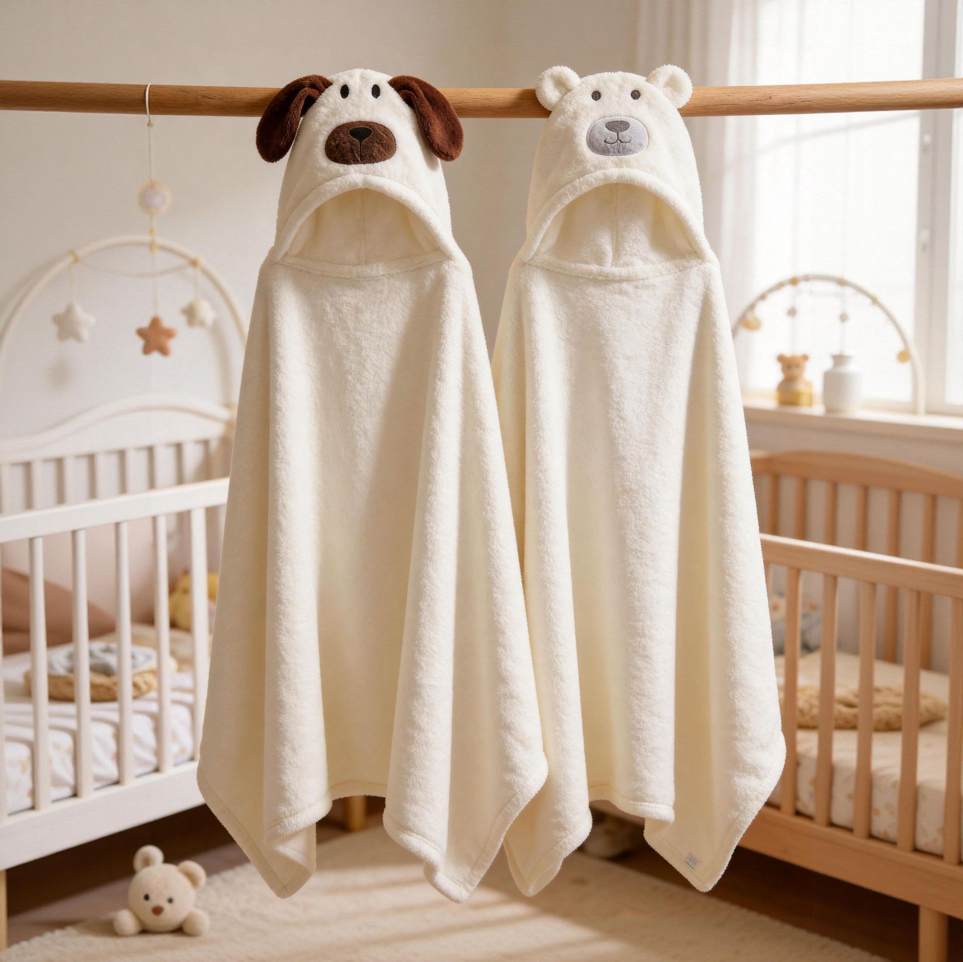 Toalla de baño con capucha para bebé, de coral polar absorbente, con diseño de dibujos animados, manta con capucha Sunnozy para bebé, toalla de baño infantil con capucha image 3