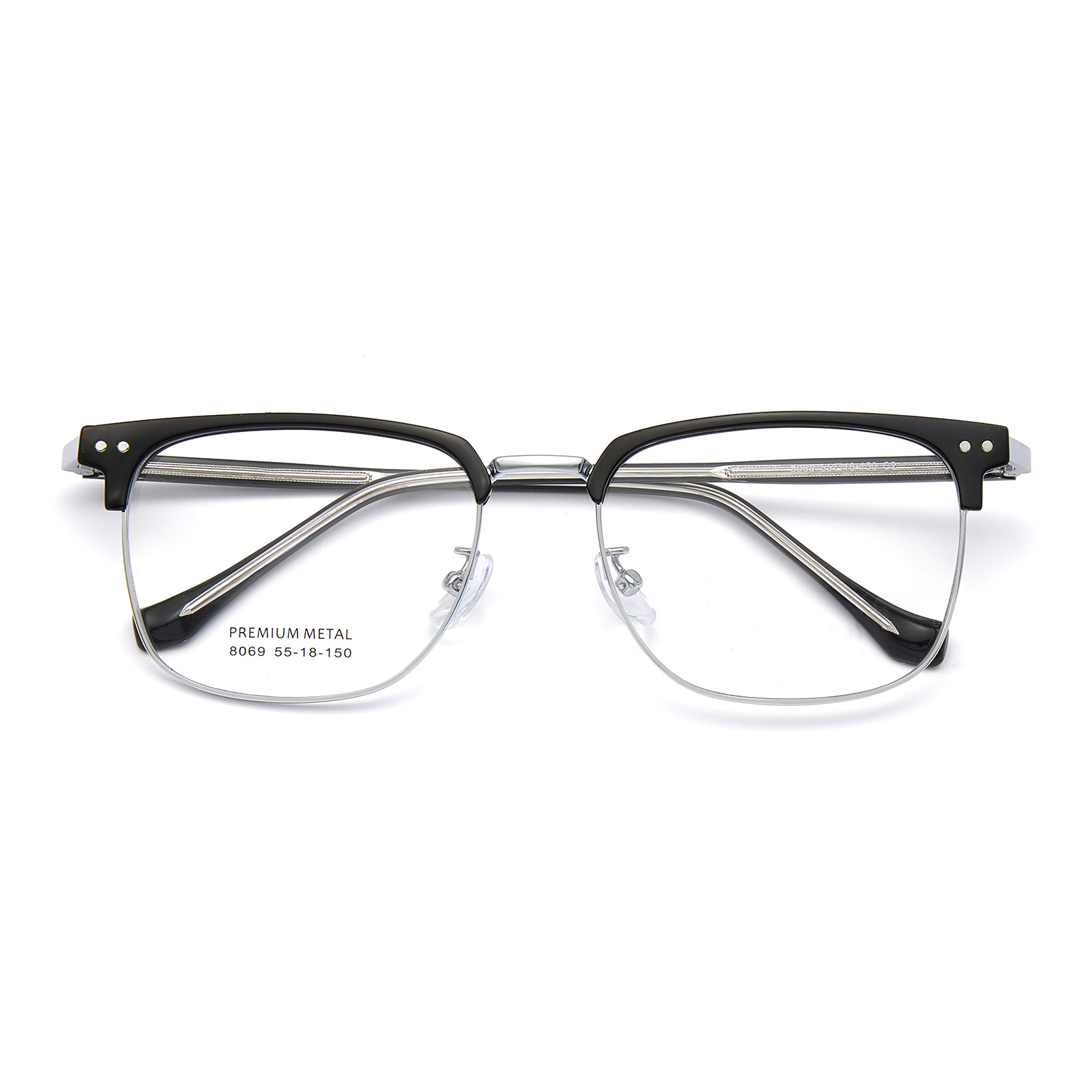 Moda casual marco grande marco de la ceja de negocios gafas de aleación marco placa insertar gafas antideslizantes pierna se puede equipar con gafas Danyang lote