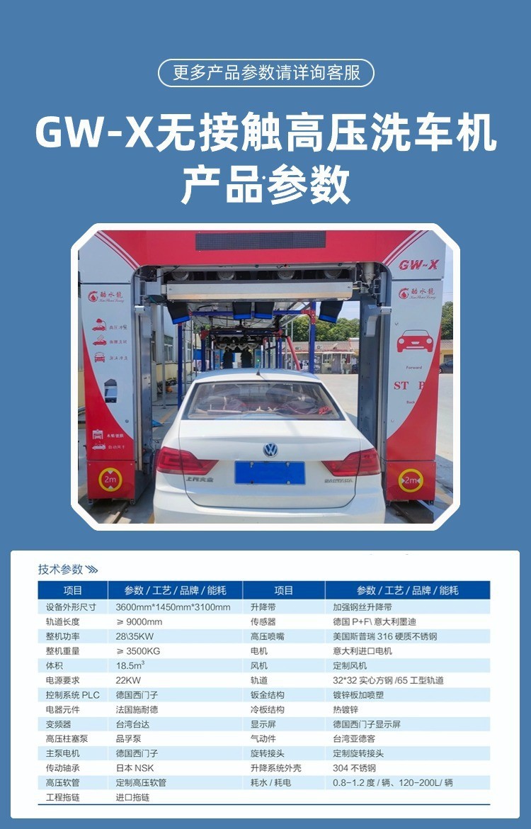 Efficient Cleaning of the Entire Vehicle Without Dead Spots, Water-Wax Coating, Strong Wind Drying, Fully Automatic Contactless Car Washing Machine