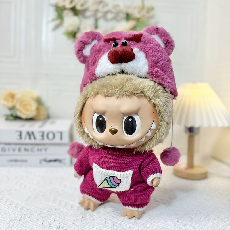 딸기곰 원피스 스웨터 + 딸기곰 모자